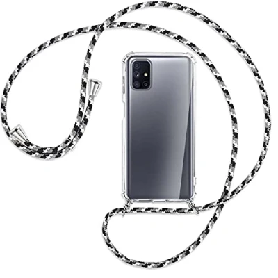 Abbildung von mtb more energy® Handykette kompatibel mit Samsung Galaxy M51 (SM M515, 6.7&#039;&#039;) Camouflage weiß Smartphone Hülle zum Umhängen Anti Shock Full TPU Case