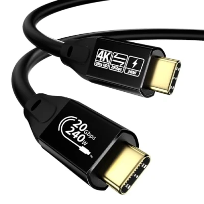 Abbildung von YIWENTEC USB C Cable to 3.2 Male Gen2 x 2 Type Charging Cable, 20 Gbps Data Transfer, 240 W 48 V/5 A Fast 4K @ 60Hz Video Transfer (3M)