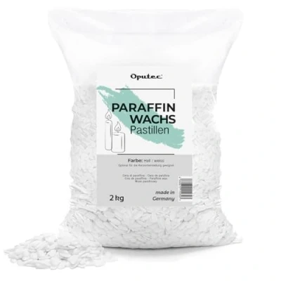 Abbildung von Oputec Bastelnaturmaterial 2 KG Paraffinwachs Pastillen für Kerzen: Weißes Kerzenwachs