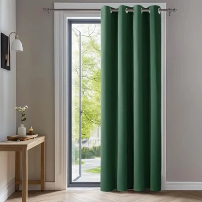 Abbildung von Deconovo Blickdichte Gardinen Verdunkelungsvorhang mit Ösen Thermogardine Kälteschutz Wohnzimmer Indoor, 260x140 cm(HöhexBreite), Waldgrün, 1 Stück