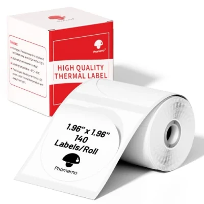 Abbildung von Phomemo M110 rundes Etikett Multifunktional Thermo selbstklebendes Etikett, kompatibel mit Phommeo M200/M110/M120/M220/M221 Etikettendrucker, 50 x mm (1,96&quot;x 1,96&quot;),140 Etiketten/Rolle