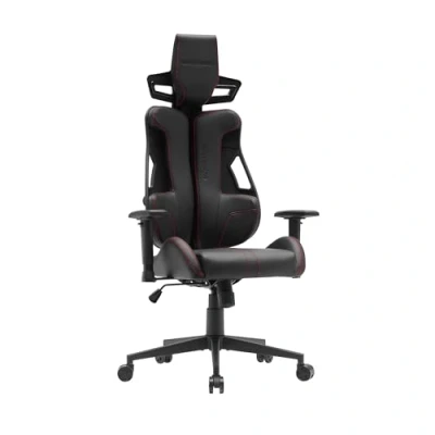 Abbildung von MARSGAMING MGC Elite, Ergonomischer Gaming Stuhl, Flexibler Anpassbarer Rückenlehne, 2D Verstellbare Armlehnen, Kippbarer Sitz, PU Leder Finish, Bürostuhl XL Rollen, Klasse 4 Gasdruckfeder, Rot