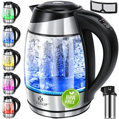 Abbildung von KESSER Wasserkocher, 1.8 l, 2200 W, 1,8L Edelstahl Wasserkocher 2200W Glaswasserkocher