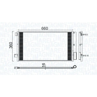 Abbildung von MAGNETI MARELLI 350203100400 Klimakondensator mit Trockner 660x360x12 360 660 12