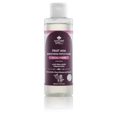 Abbildung von Nature Spell Witch Hazel Gesichtswasser mit Fruit Alpha Hydroxy Säuren, Kirschblüte, Aloe Vera &amp; Rosenwasser, 200 ml Glättendes natürlichem Aha&#039;s alkoholfreie Formel