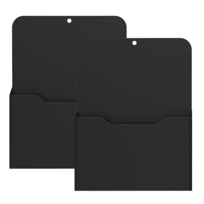 Abbildung von MoKo Magnetischer Stiftehalter, 2 Pack Magnetisch Zeitungshalter Wand, A4 Dokumentenhalter Bürobedarf Aufbewahrung, Notizbücher Organizer für Schule Büro Zuhause Kühlschrank, Schwarz