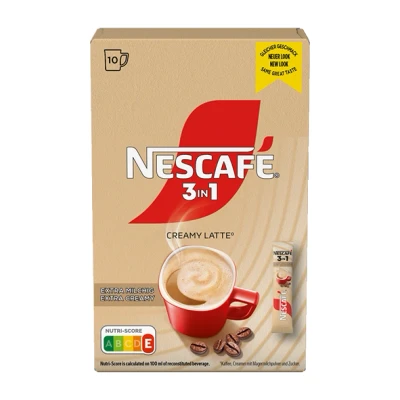 Abbildung von NESCAFÉ 3 in 1 CREAMY LATTE Getränkepulver Sticks, löslicher Bohnenkaffee mit Creamer Magermilchpulver &amp; Zucker, Instant Kaffee aus erlesenen Kaffeebohnen, koffeinhaltig, 1er Pack