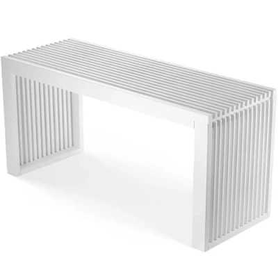 Abbildung von BAM BOO BOX Sitzbank aus Bambus Holzbank für Esszimmer, Schlafzimmer oder Küche 90 x 33 43 cm Bank ohne Lehne (Weiß)