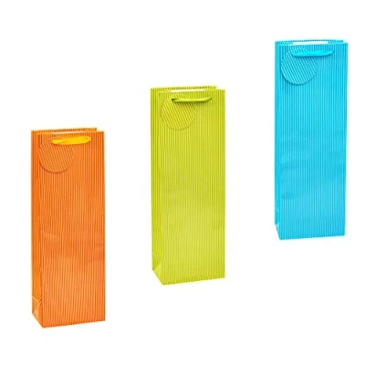 Abbildung von TSI 85286 Geschenkbeutel mit Hot Stamping &quot;Nadelstreifen&quot;, 12er Packung, Größe: Flasche groß (36 x 12 8 cm)