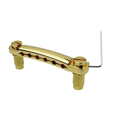Abbildung von Guyker Guitar Tune O Matic Tailpiece Stop Bar with Studs Bridges Parts Replacement for LP SG Style 6 String Electric (GS001, gold)