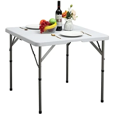 Abbildung von HollyHOME Klapptisch Campingtisch 2,8FT/87cm, Quadratischer Picknicktisch Tragbarer Gartentisch Reisetisch mit Tragegriff für Garten BBQ Catering Party Küche Draußen Drinnen