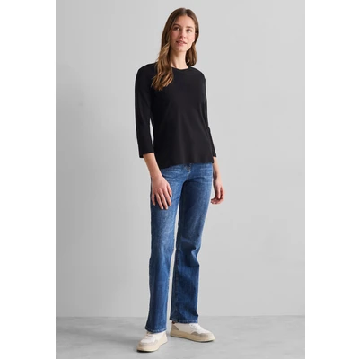 Abbildung von Cecil Basic Vneck Langarmshirt, Damen, Größe: Large, Schwarz