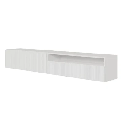 Abbildung von Selsey TV Schrank Board Sideboard Fernsehtisch Fernsehschrank 175 cm Hängend Mit Offenem Fach Gefräste Front Weiß Veldio