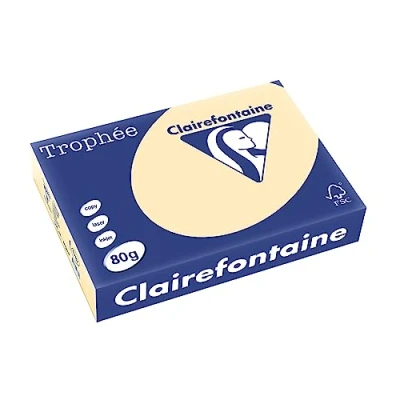 Abbildung von Clairefontaine 1787C Karton mit 5 Ries Druckerpapier / Kopierpapier Trophee, intensive Farben, DIN A4, 80g, 500 Blatt x 5, Creme, 1