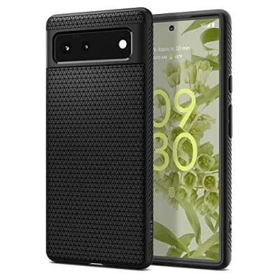 Abbildung von Google Pixel 6 Hülle Silikon Spigen Soft Case/Backcover Handyhülle Schwarz Shockproof/Stoßfest