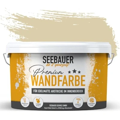 Abbildung von SEEBAUER diy Wandfarbe Braun 10L für Innen (No. 659 Olive Oil) Edelmatte olivgrüne Innenfarbe Brauntöne sehr hohe Deckkraft Matt, Abwaschbar und Tropffrei