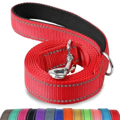 Abbildung von Joytale Hundeleine Kleine Hunde Leicht, Doppelseitig Reflektierende Leine Hund aus Nylon mit Gepolstertem Griff, 1,2m x 2cm, Rot