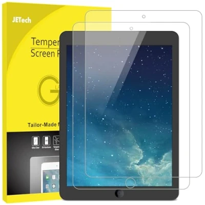 Abbildung von JETech Schutzfolie für iPad (9,7 Zoll, 2018/2017 Modell, 6./5.Generation), Air 1/2, Pro 9,7 Panzer Schutz Glas Folie Displayschutz, HD Klar, 2 Stück