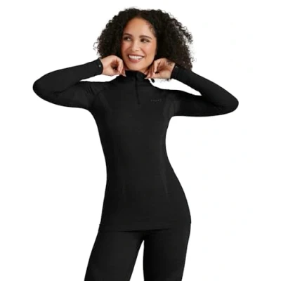 Abbildung von FALKE Damen Baselayer Shirt Wool Tech. Funktionsmaterial Wolle Schnelltrocknend Warm 1 Stück, Schwarz (Black 3000), XS