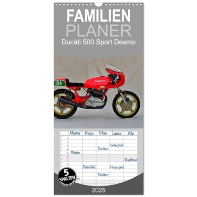 Abbildung von Familienplaner 2025 Ducati 500 Sport Desmo mit 5 Spalten (Wandkalender, 21 cm x 45 cm), CALVENDO
