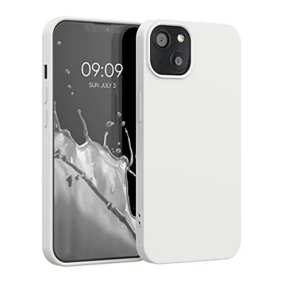 Abbildung von kwmobile Hülle kompatibel mit Apple iPhone 13 gummierte TPU Silikon Handyhülle Schutzhülle für kabelloses Laden Case in Weiß matt