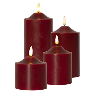 Abbildung von MARELIDA LED Kerze Kerzenset Adventskerzen Weihnachten flackernd 4 Größen Timer rot (4 tlg)
