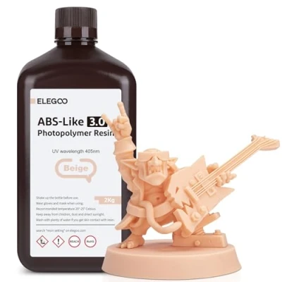 Abbildung von ELEGOO 405nm ABS Like Resin 3.0, LCD UV Rapid Hohe Präzision, Nicht Spröde, Verbesserte Festigkeit und Zähigkeit für LCD/DLP 3D Drucker Photopolymer Harz Beige 2000g