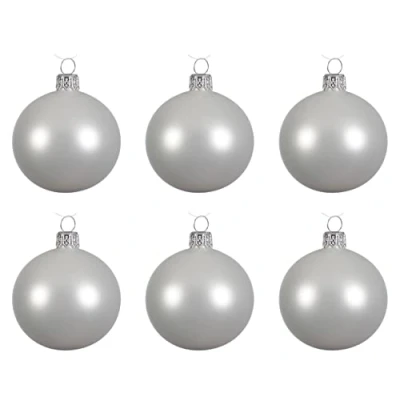 Abbildung von Kaemingk Weihnachtskugeln Glas mundgeblasen 6cm x 6er Box Christbaumkugeln weiß Winterweiß matt