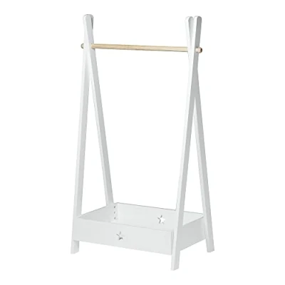 Abbildung von en.casa Kleiderständer, »Laxe« Kinder Garderobe mit Staufach 126x73x43cm Weiß/Natur