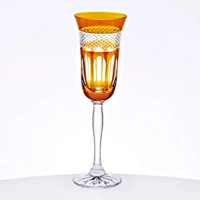 Abbildung von CRISTALICA Champagnerkelch Sektkelch 150ml orange Retro Kelch Kristallglas geschliffen bunt