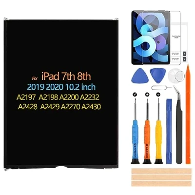 Abbildung von ARSSLY LCD Bildschirm für iPad 10.2 2019 2020 Display 7th 8th A2197 A2200 A2198 A2232 A2428 A2429 A2270 A2430 Ersatz Reparaturteile mit gehärtetem Glas (kein Touch Digitizer)