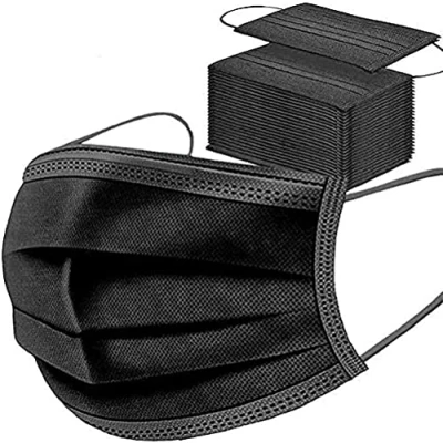 Abbildung von SYMTEX 100 Stück Schwarze Medizinisch Chirurgische Masken Type IIR Mundschutzmasken OP Maske 3 lagig Mundschutz Gesichtsmaske Einwegmaske mund und nasenschutz