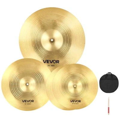Abbildung von VEVOR 3 teiliges Beckenset 355mm HiHat 400mm Crash 505mm Ridebecken Legierung