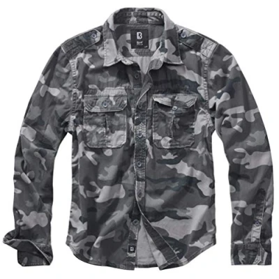 Abbildung von Brandit Vintage Hemd, Herren, Größe: Small, Grey camouflage
