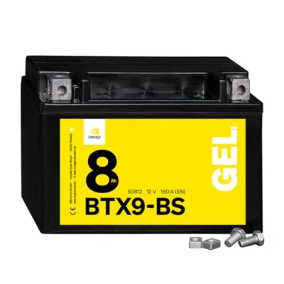 Abbildung von Denagi 50812 GEL BTX9 BS Motorradbatterie 12V 8Ah, Ersetzt YTX9 BS, wartungsfrei versiegelt vorgeladen