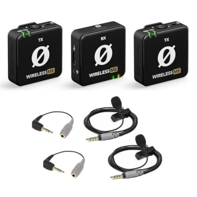 Abbildung von Rode Wireless ME Dual Mikrofon Funksystem + 2X Smartlav+ Ansteckmikrofon SC3 Adapter keepdrum Mikrofasertuch