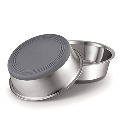 Abbildung von PEGGY11 Hundeschalen aus Edelstahl Metall Rutschfestes Silikonkautschuk Bodendesign 900ml, 2 Stücke