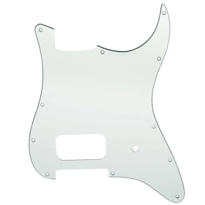 Abbildung von Musiclily Pro 11 Löcher Strat Pickguard 1 Humbucker Gitarren Schlagbrett für Fender USA/Mexico Tom Delonge Style E Gitarre, 3 lagig Aged White