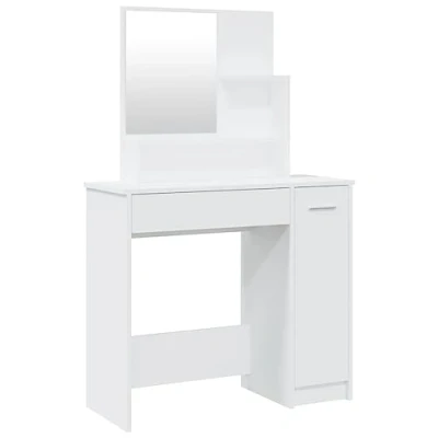 Abbildung von vidaXL Schminktisch mit Spiegel Stauraum Frisiertisch Kommode Frisierkommode Kosmetiktisch Schminkspiegel Schlafzimmer Weiß 86,5x35x136cm
