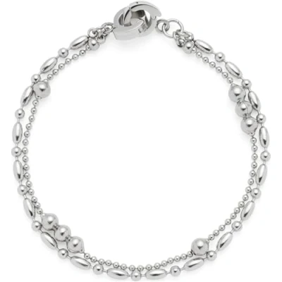 Abbildung von JEWELS BY LEONARDO Armband Clip &amp; Mix Ilvi, Arm Schmuck aus silberfarbenem Edelstahl, unterschiedlich geformte Edelstahlperlen, 18,5 cm Länge, Damen, 024447