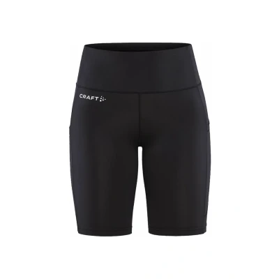 Abbildung von Craft ADV Essence Short Tights 2 Kurze Sporthose Damen XL Black Radlerhose mit extra breitem Bund Kordelzug Recycelter Polyester große Taschen Kleine Schlüsseltasche