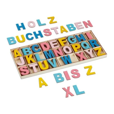 Abbildung von relaxdays Deko Buchstaben 208 tlg. Holzbuchstaben Set bunt