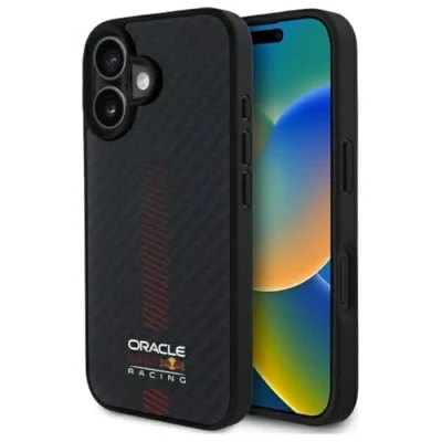 Abbildung von CG MOBILE Red Bull RBHMP16S24CFGSMK Hülle für iPhone 16 6.1&quot; Schwarz Kohlefaser Powerbar kompatibel mit MagSafe