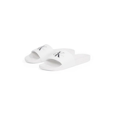 Abbildung von Calvin Klein Jeans Slide Monogram Pantolette flach, Herren, Größe: 42, Bright white/black Schuhe