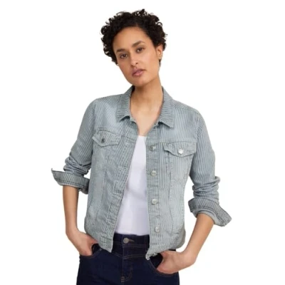 Abbildung von Street One Gestreifte Jeansjacke, Damen, Größe: 34, Blau