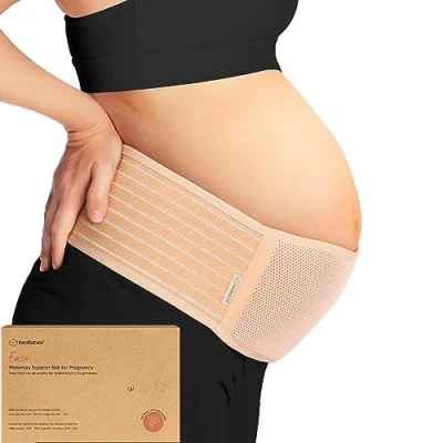 Abbildung von KeaBabies Bauchgurt Schwangerschaft Weicher und atmungsaktiver schwangerschaftsgürtel Bauchband Stützend Stützgurt (Classic Ivory, XL)