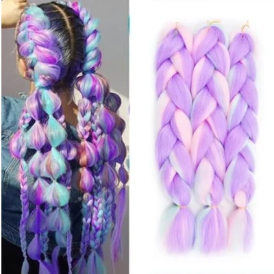 Abbildung von FANWYFYU Ombre Braiding Hair, 3pack Kanekalon Haar Braids Extension, Jumbo Braid Haarverlängerung 24&quot;, Zöpfe Box Kunsthaar Zum Einflechten (DB MC9)