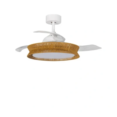 Abbildung von Lucande LED Deckenventilator Lineta, weiß, Seil, Ø103cm, CCT