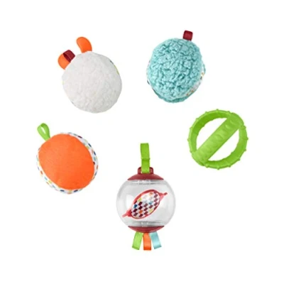 Abbildung von Fisher Price FXC32 Fünf Sinne Bälle Rassel und Sensorik Spielzeug, BPA frei, Baby Spielzeug ab 3 Monaten, Mehrfarbig