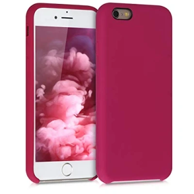 Abbildung von kwmobile Hülle kompatibel mit Apple iPhone 6 / 6S Silikon Handy Case Handyhülle weiche Oberfläche kabelloses Laden Granatapfelrot